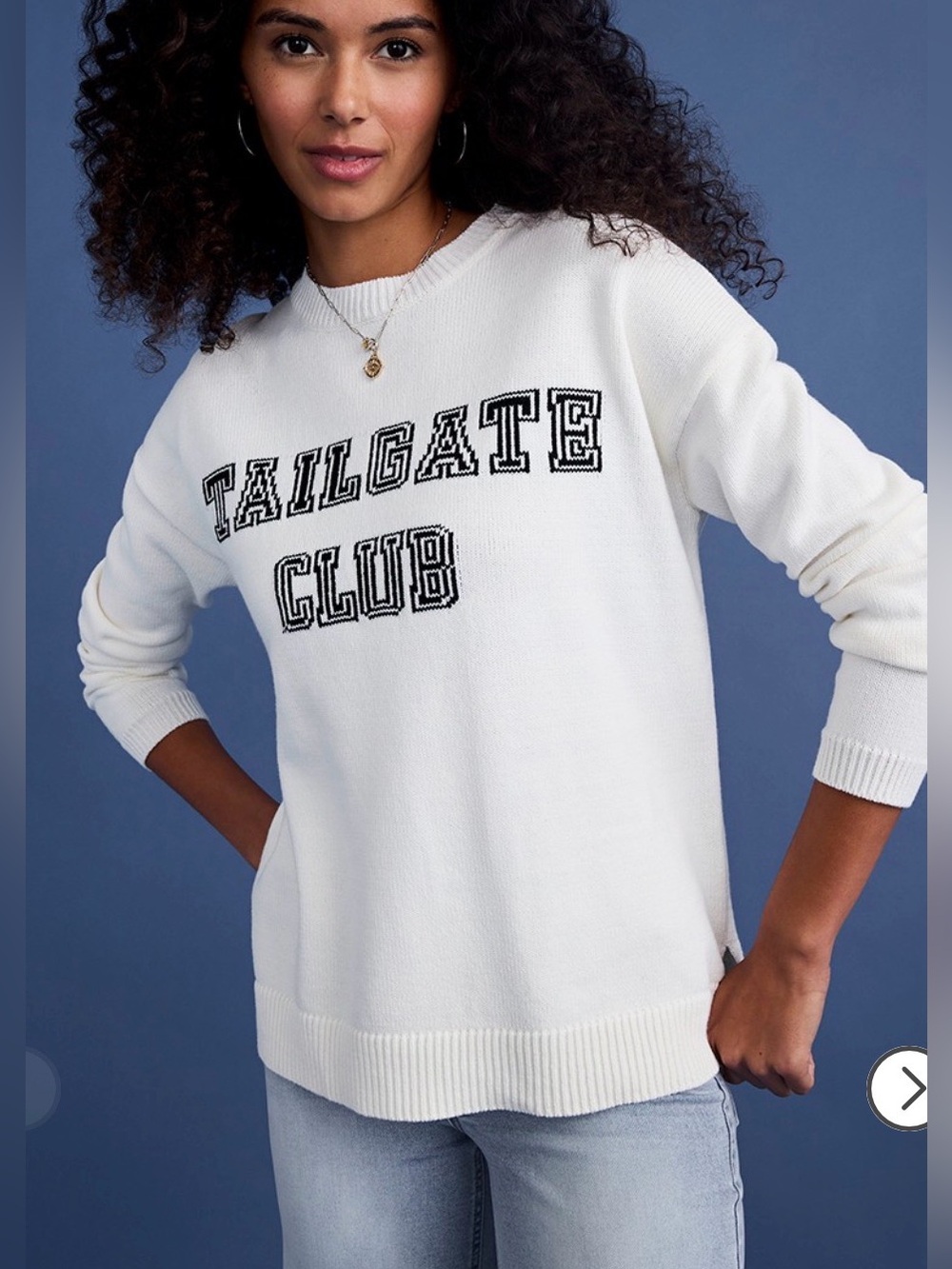 NWT Francesca’s “Tailgate Club” Pullover Sweater Small-Oversized